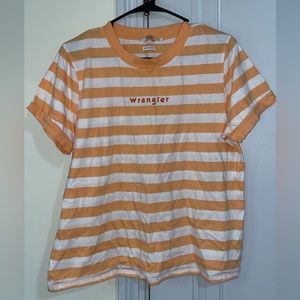 Wrangler Yellow and White Striped Tee Size L